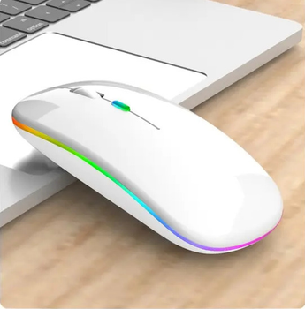 Безпровідна мишка Apple style Mirror white 2.4 + bluetooth вбудований акумулятор