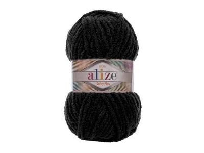 Пряжа ALIZE Softy Plus чорний 100% мікрополіестер 100г 120м 60 5шт/уп