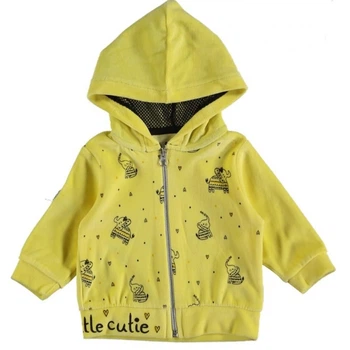 Кофта дитяча Miniworld Little Cutie 86 см на блискавці, жовта, велюрова, з капюшоном