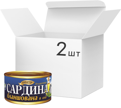 Упаковка сардин Екватор Атлантична Бланшована в олії 240 г х 2 шт (4820062440943)