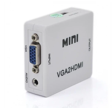 Конвертер MINI перехідник з VGA to HDMI ВХІД VGA мама на ВИХІД HDMI мама 720P/1080P White 11631