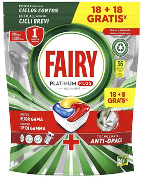 Капсули для посудомийної машини Fairy Platinum Todo En 1 Limon Lavavajillas 36 шт (8006540752128)