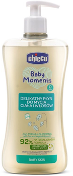 Лосьйон для миття тіла та волосся Chicco Baby Moments Делікатний 0 м + 500 мл (8058664138456)