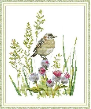 Набор для вышивания по нанесённой на канву схеме "Little Bird". AIDA 14CT printed 23*29 см