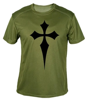 Футболка потоотводящая военная ВСУ с принтом "Крест" в оливе XL