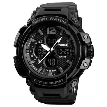 Часы наручные 1343BK SKMEI с подсветкой, BLACK -BLACK