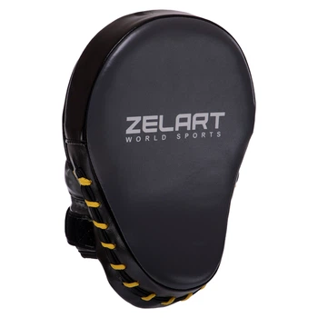 Лапа Изогнутая для бокса и единоборств 1шт 25x18x8см поливинилхлорид Zelart черный-серый-желтый BO-7254