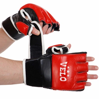 Перчатки для смешанных единоборств MMA на липучке размер XL кожа VELO красный ULI-4033