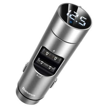 Автомобильный FM-трансмиттер модулятор Baseus CCNLZ-C 3в1 mp3 Стальной