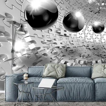 Флизелиновые фотообои фото 3D шары в сером цвете (13595V)+клей