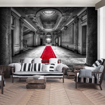 Флизелиновые фотообои замок 3D Архитектура - Красная дорожка в особняке (13331V)+клей