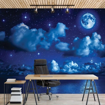 Флизелиновые фотообои 254x184 см Звезды и облака на ночном небе (1731V4)+клей