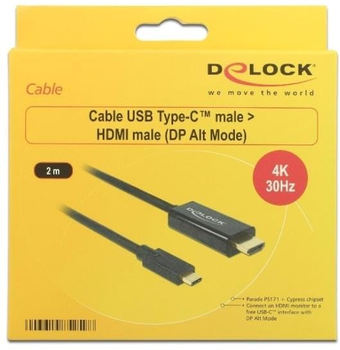 Kabel Delock USB Type-C - HDMI 2 m Black (4043619852598)