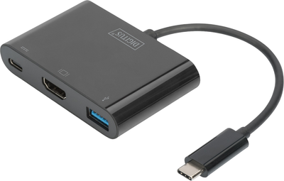 Adapter Digitus USB Type-C – HDMI/USB Type-C/USB Type-A Black (DA-70855)
