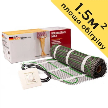 Теплый пол мат нагревательный 1.5м.кв. 225Вт. - Warmstad Max EcoPRO-225-1.5/150 W/m2 + терморегулятор RTP