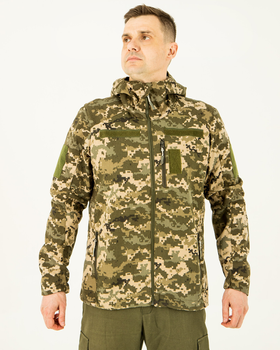 Ветровка Пиксель, куртка летняя мужская камуфляжная с капюшоном, с липучками под шевроны 48