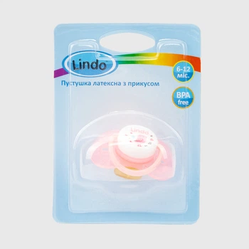 Пустышка латексная Lindo Pk 012/6+ с прикусом Розовый