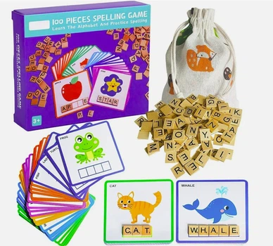 Дерев'яна гра 100 Pieces Spelling game англійський алфавіт та гра ерудит Treehole