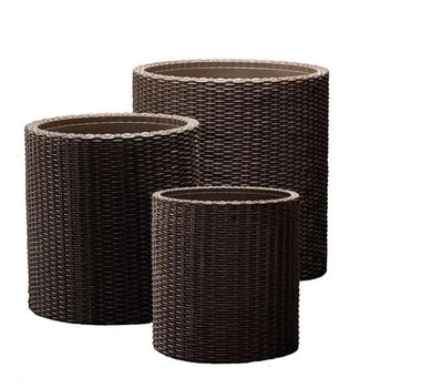 Комплект кашпо для квітів Keter Cylinder Planters S + M + L 220455 коричневий
