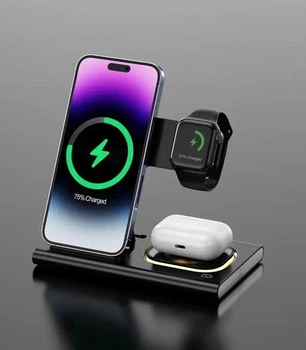 Док-станція 3 в 1 для Apple iPhone, Apple Watch, Apple AirPods, Samsung, Galaxy Watch, Active Buds