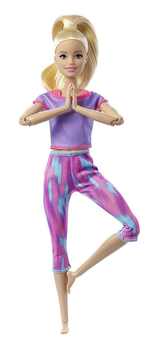 Lalka Mattel Barbie Made to Move Purple and Pink Yoga Pants & Blonde Hair 30 cm (0887961954951)