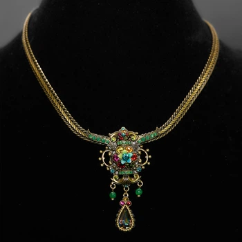 Намисто від Michal Negrin "Золотий Вік" із зеленими кристалами Swarovski