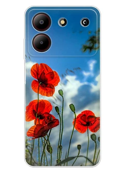 Силиконовый чехол ПринтОК для ZTE Blade A54 с украинскими цветами - Маки