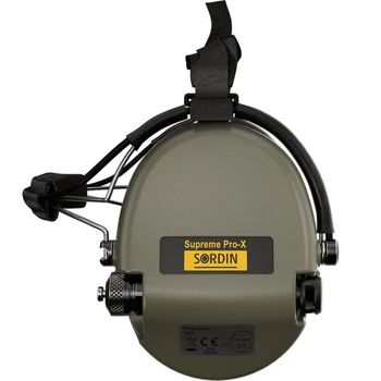 Активні захисні навушники Sordin Supreme Pro-X Neckband Olive із заднім тримачем під шолом (76302-X-S)