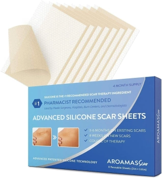 Силиконовый пластырь от шрамов и рубцов Aroamas Advanced Silicone Scar Sheets 8 листов 76х40 мм