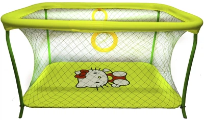 Манеж детский игровой KinderBox люкс Желтый китти с крупной сеткой (R 7655502)