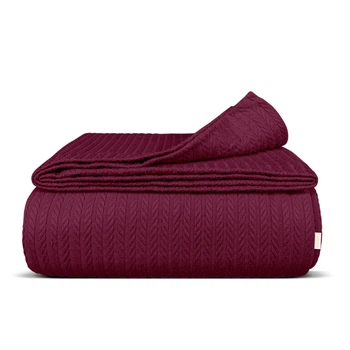 Плед-покрывало косичка COSAS 200х220 см Ruby Knitted Braid Бордовый
