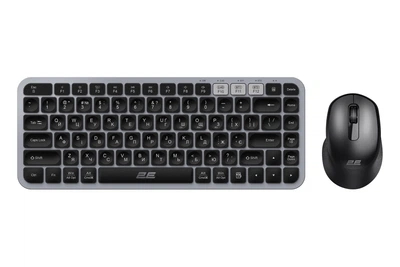 Комплект клавіатура та миша 2E MK430 WL/BT, EN/UK, сіро-чорний (2E-MK430WBGRUA)