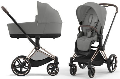 Універсальна коляска 2 в 1 Cybex Priam 4.0 Mirage Grey шасі Rose gold