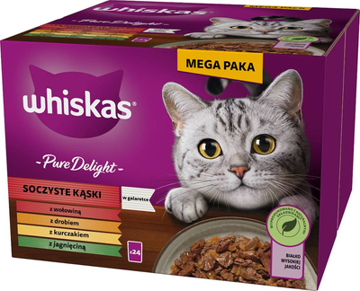 Mokra karma dla kotów Whiskas Soczyste Kąski w galaretce 24 x 85 g (5900951301667)