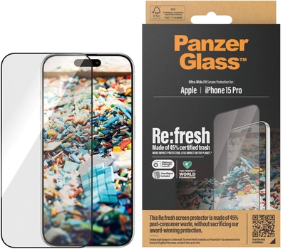 Захисне скло PanzerGlass Re:fresh Screen Protector для Apple iPhone 15 Pro Ultra-Wide Fit w. EasyAligner (5711724028229)