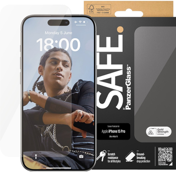Захисне скло PanzerGlass Safe Screen Protector для Apple iPhone 15 Pro Ultra-Wide Fit (SAFE95535)