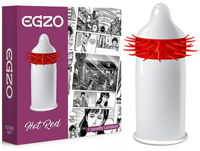 Prezerwatywa EGZO Hot Red z pieszczącymi kolcami Soft 1 szt (5094028013857)