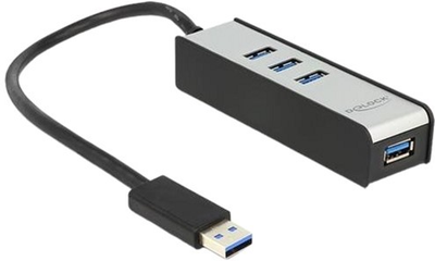 Hub USB DeLOCK USB 3.0 Type-A 4-portowy Black (4043619625345)