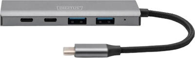 Hub USB Digitus USB-C to 2 x USB-A, 2 x USB-C Silver (DA-70245)