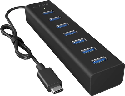Hub USB ICY BOX 7-port USB Type-A with USB Type-C interface Black (IB-HUB1700-C3)