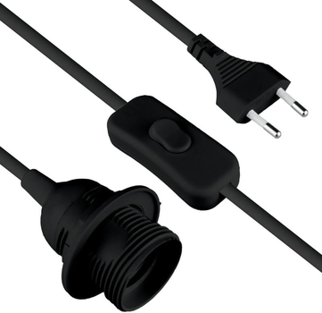 Електричний кабель з вимикачем і патроном E27 DPM 2 м чорний (DIC3120)