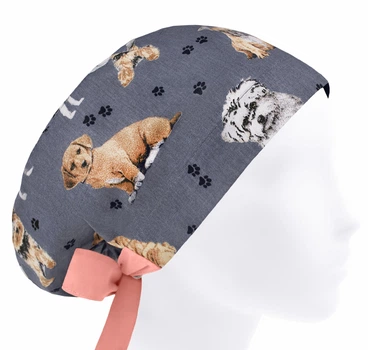 Медицинская шапочка женская HeadwearUniverse универсальная принт Собаки на сером