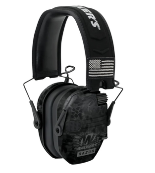 Активні тактичні навушники Walker's Razor Slim Kryptek Typhon Patriot Series з патчами, Walkers Криптек Тайфун (GWP-RSEMPAT-KPT)