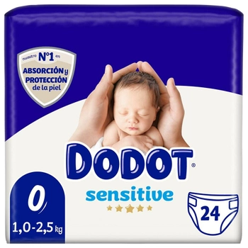 Підгузки Dodot R Nac newborn sensitive розмір 0 1 - 2.5 кг 24 шт (8001841275987)