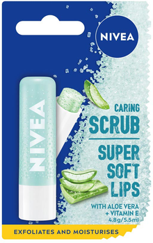 Peeling do ust Nivea Caring Scrub pielęgnujący w sztyfcie Aloes 4.8 g (4005900686596)