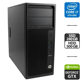 Рабочая станция HP Z240 Workstation Tower / Intel Core i7-6700 (4 (8) ядра по 3.4 - 4.0 GHz) / 16 GB DDR4 / 240 GB SSD + 500 GB HDD / nVidia GeForce GTX 750 Ti, 2 GB GDDR5, 128-bit / DVD-ROM / HDMI б/у
