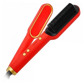 Гребінець для випрямлення волосся Hair Straightener HQT-909 червоний з турмаліновим покриттям