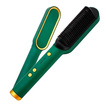 Гребінець для випрямлення волосся Hair Straightener HQT-909 зелений з турмаліновим покриттям