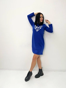 Тепла сукня з принтом Fashion 42/44 електрик