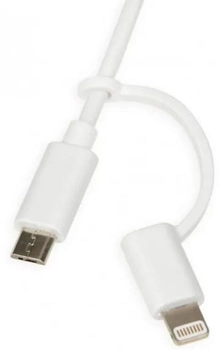 Kabel iBOX USB 2-w-1 Type-A / Micro-B + Lightning MFi 1 m Biały (IKUML2W1)